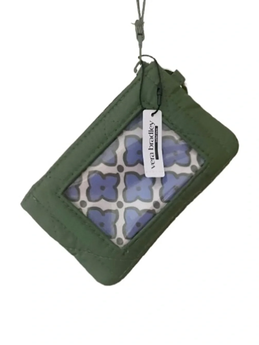 Vera Bradley Zip ID case in Pearlized Cedar Green